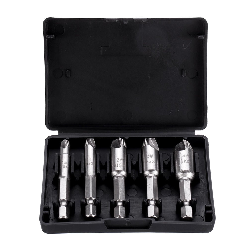 5Pcs Damaged Screw Extractor Drill Bits Guide Set Broken Speed Out Stud Stripped Screw Remover Tool