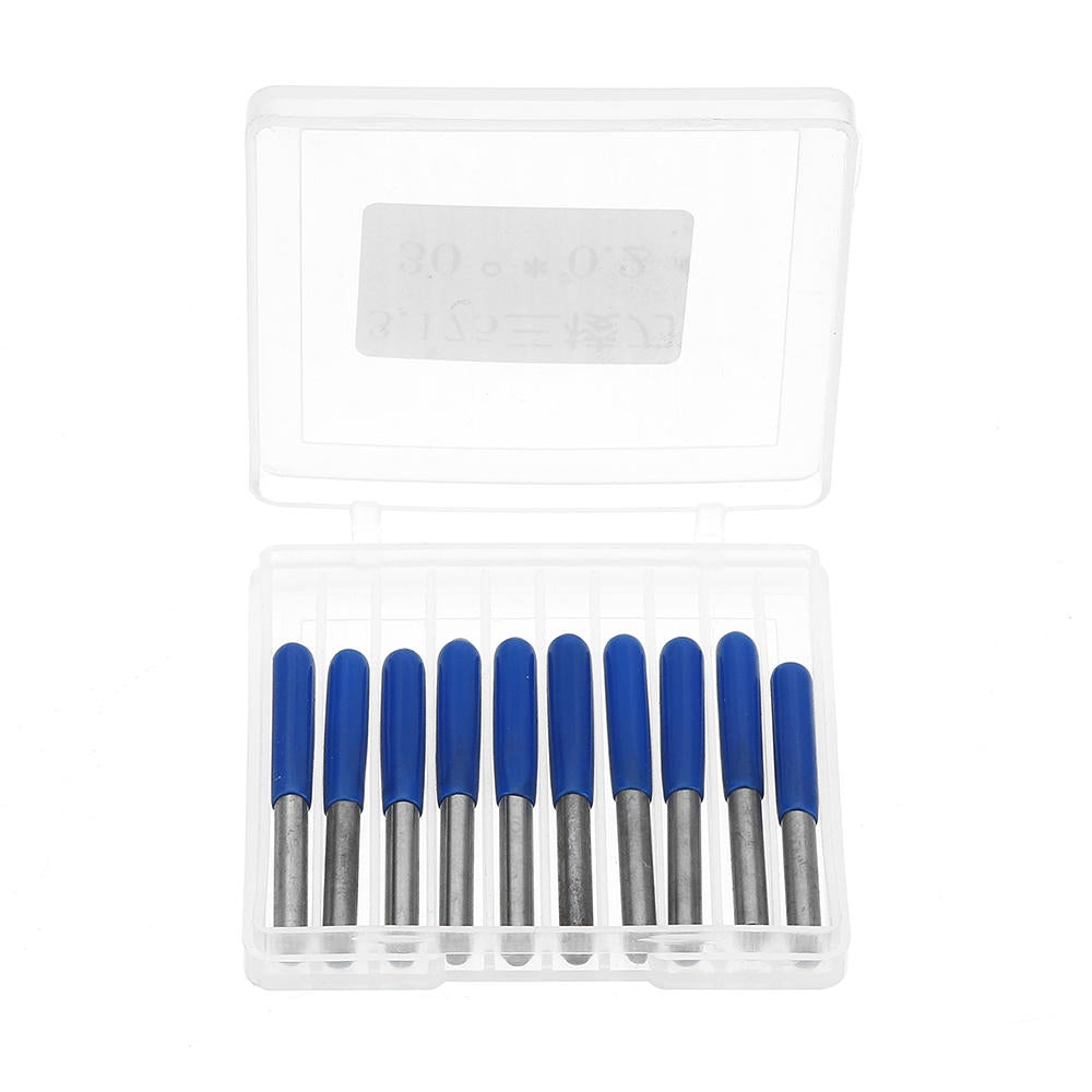 10pcs 3.175mm Shank 45 Degree 0.1/0.2/0.3mm Tip Tungsten Steel Engraving Bit CNC Tool
