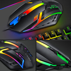 4Pcs Gaming Devices Set 104 Keys LED Backlit Gaming Keyboard 1200DPI Mouse 3.5mm Wired 50mm Driver Headset Anti-slip Mouse Pad Combo