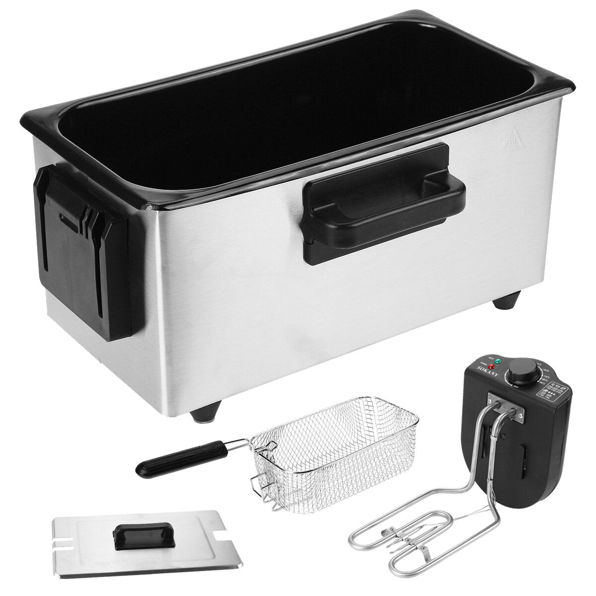 220-240V 2000W Electric Deep Fryer Single Tank Frying Pot Basket Strainer Machine Cooking Tools