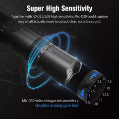 Directional Condenser Microphone with Overdrive Protection for DSLR Camcorder Interview