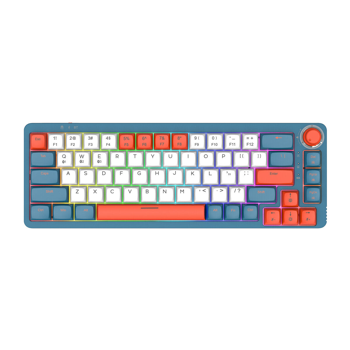 Custom Mechanical Gaming Keyboard 67 Keys RGB Switch Hot Swappable With Rotate Button