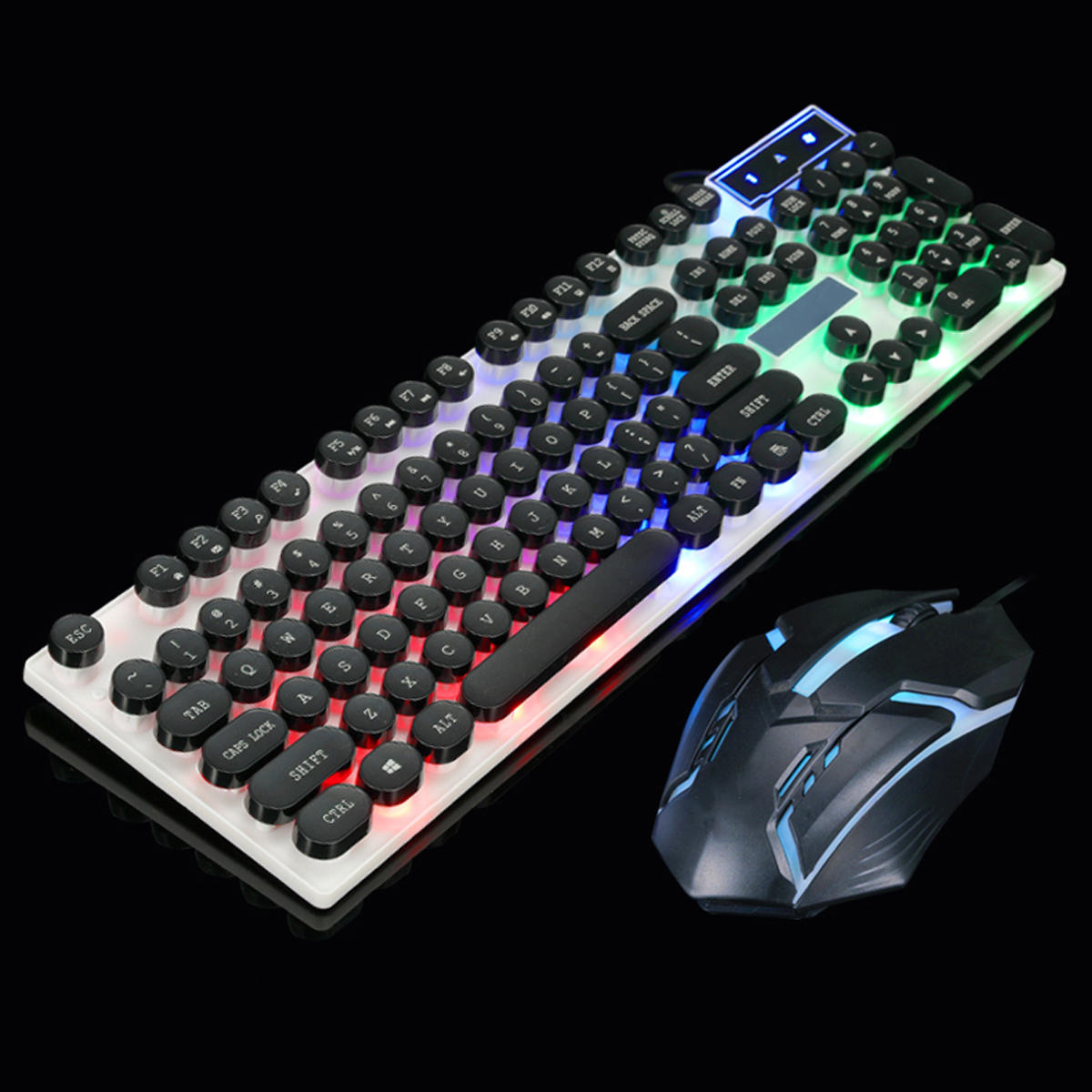 104 Keys Circular KeyCap Backlit Gaming Keyboard and Mouse Combo
