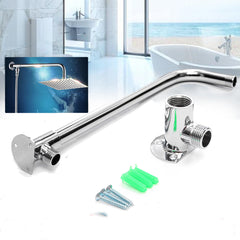 31cm Bathroom Chrome Wall Mounted Shower Extension Arm Pipe Bottom Entry for Rain Head