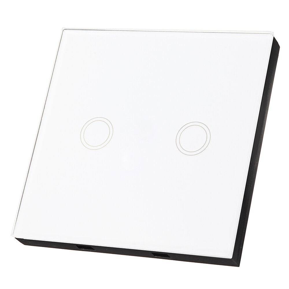 White 1 2 3 Channel 86 Wall Touch Remote Control Switch Wireless RF Transmitter Tempered Glass Pane l433MHz