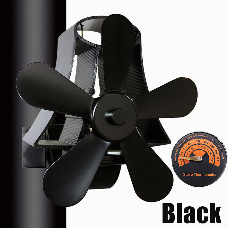 Fireplace Fan 4 Blade Heat Powered Stove Fan komin Log Wood Burner Eco Friendly Quiet Fan Home Efficient Heat Distribution Black