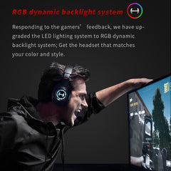 Gaming Headphone Game Headset 50mm Driver Unit 7.1 Surround Sound RGB Light Stereo Headphones with Noise Reduction Mic for PS4 Xbox PC Laptop