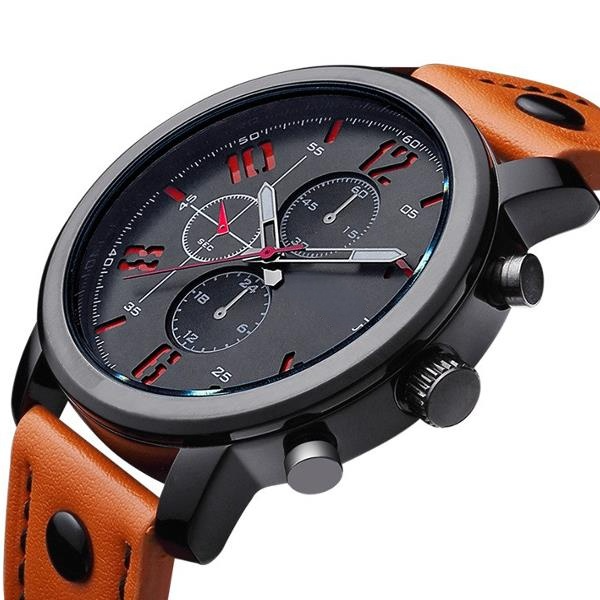 Fashion Leisure Sportsman Leather Quartz Watch