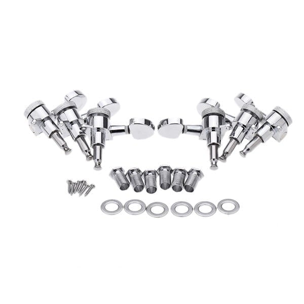 Chrome Silver Lock Guitar Tuning Pegs Tuning Heads 3R 3L For Electric Acoustic Guitar