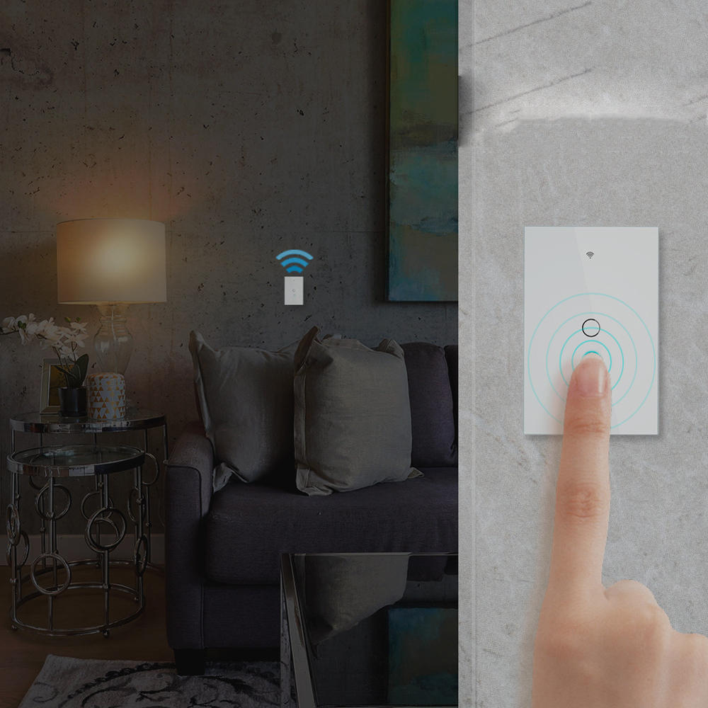Smart Home Wall Touch Switch 1/2/3 Gang US Type Neutral Line Tempered Glass APP Remote Controller Work with Amazon Alexa 10A RF433+WIFI