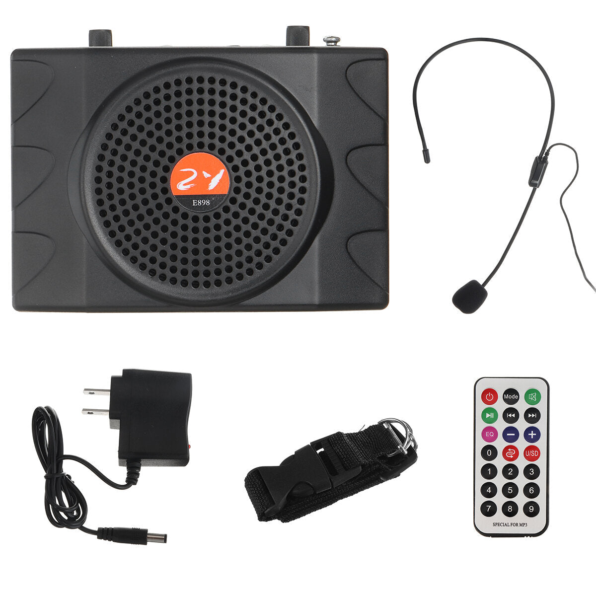 Rechargeable Speaker FM Radio MP3 Player with 25W 100Hz-15kHz Microphone Remote Control Teaching Tour Guiding Visiting Outdoor activities
