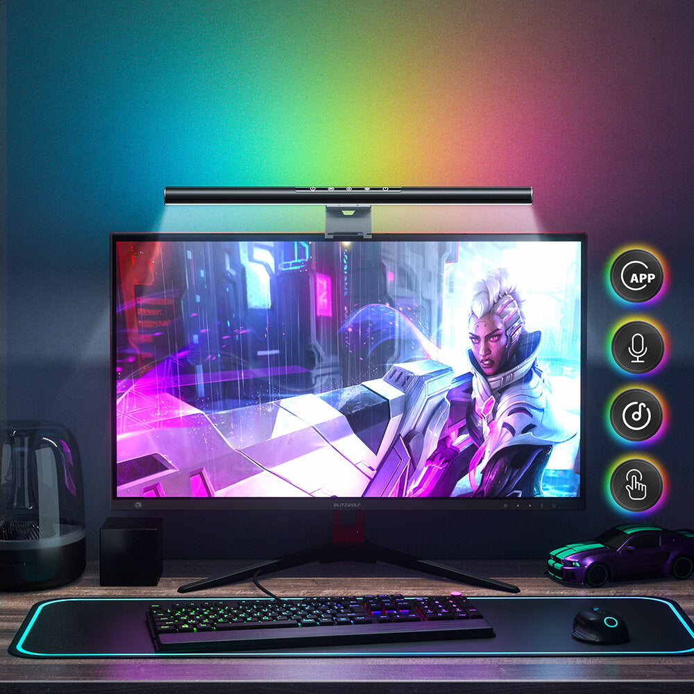 Monitor Light Bar RGB APP Control Alexa Control Asymmetric Optical Music Sync Illuminance >900Lux Monitor Accessories