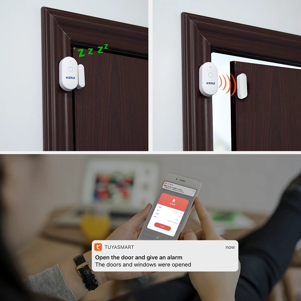 Smart WiFi Door Sensor Alarm Window Open /Closed Detector Magnetic Switch APP Control Works with Alexa Google Home