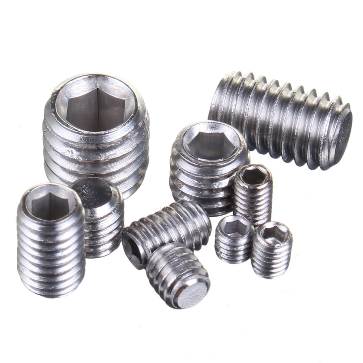 200Pcs Stainless Steel Set Grub Screw Allen Hex Socket Cup Point Assortment M3/M4/M5
