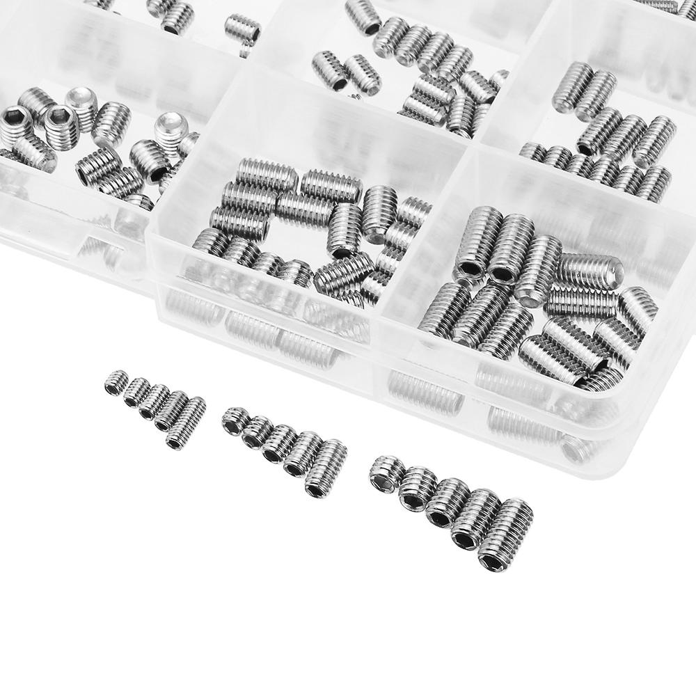 M3/M4/M5 300Pcs Allen Hex Socket Set Grub Screw Cup Point 3-10mm Assortment Kit