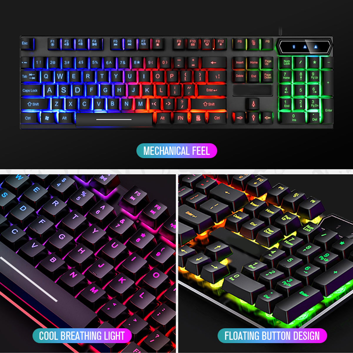 Gaming Keyboard and Mouse and Mouse pad and Gaming Headset Wired LED RGB Backlight Bundle