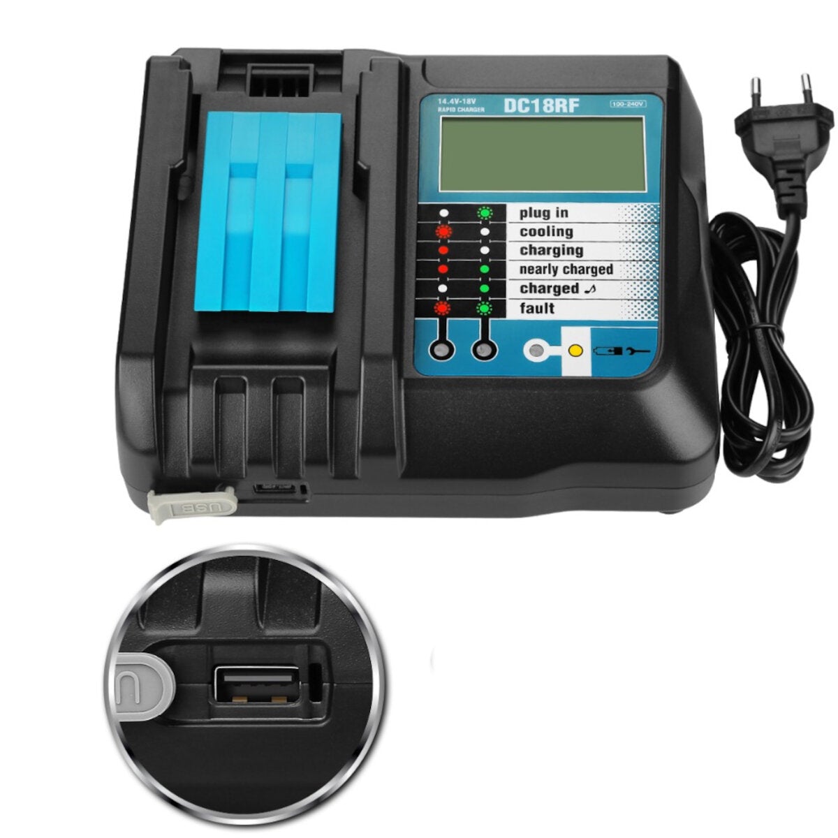 3A Charger with 2pcs 18V Rechargeable Battery LiIon Battery Replacement Power Tool Battery for MAKITA BL1860 BL1815