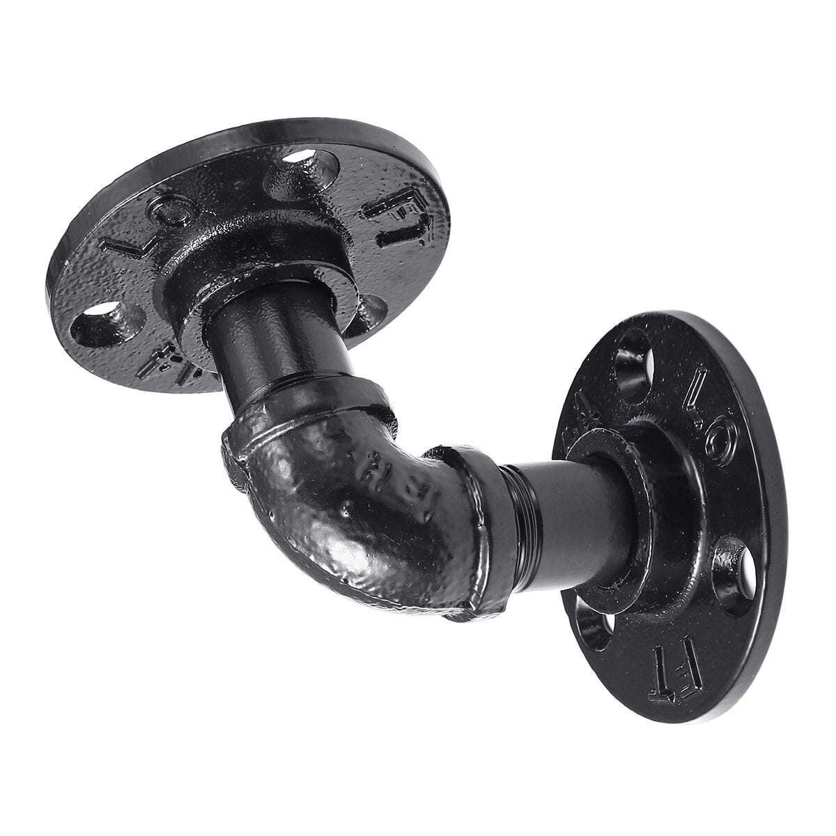 2Pcs Industrial Black Iron Pipe Shelf Bracket Wall Mounted Board Support Holder