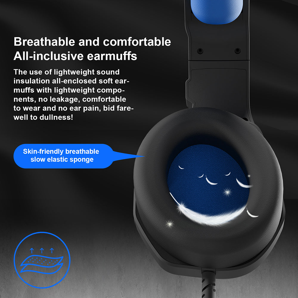 Gaming Headset Virtual 7.1 Sound Effect USB Interface Omnidirectional Flexible Microphone for PS4 Laptop PC