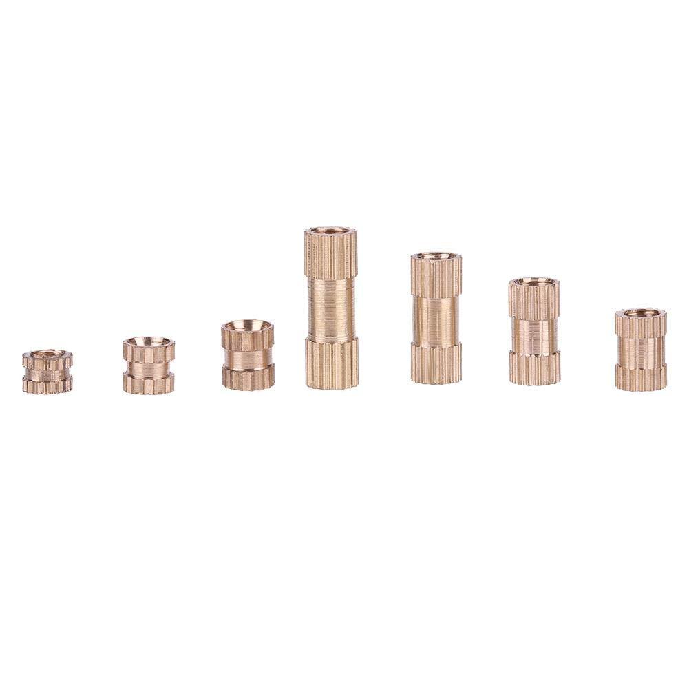M3BN7 210Pcs M3 Brass Cylinder Knurled Threaded Round Insert Embedded Nut Assortment Set