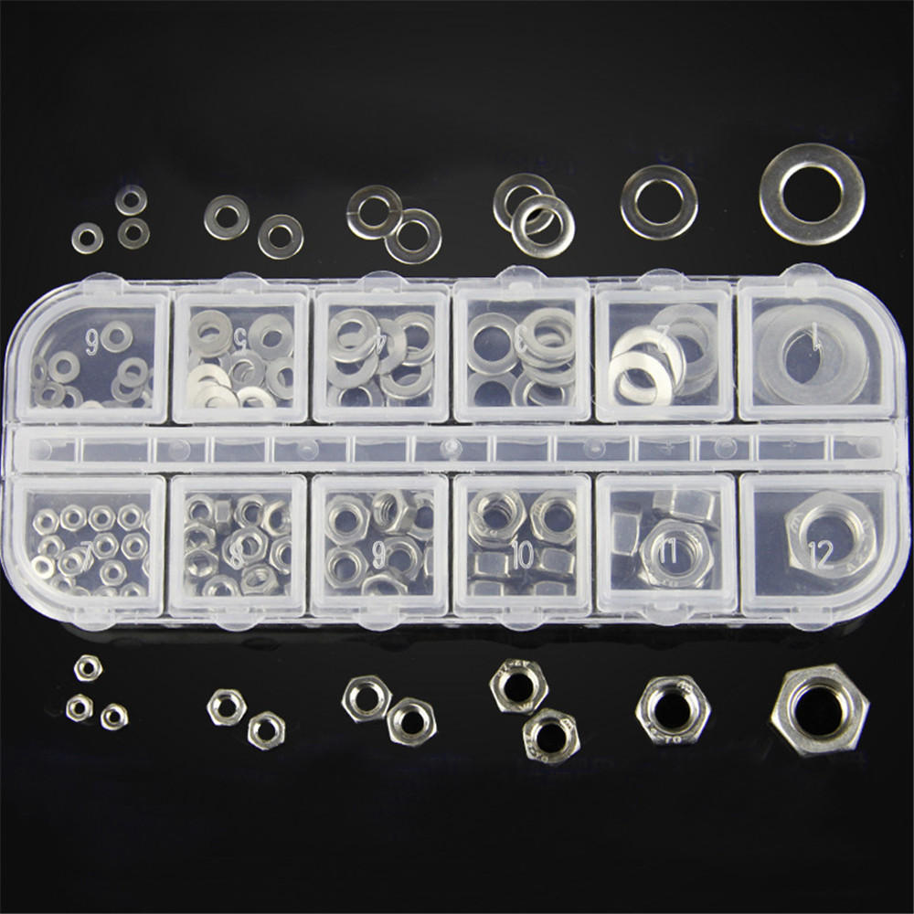 137Pcs M2 to M8 Stainless Steel Flat Washer Spacer Hex Nut M2/M3/M4/M5/M6/M8 Kit
