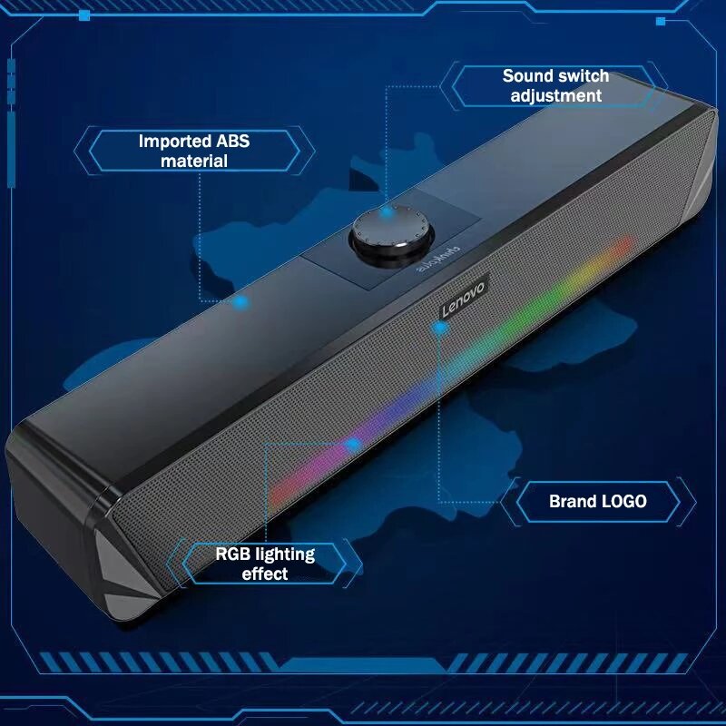 Soundbar Bluetooth 5.0 Speaker RGB Light Hi-Fi Stereo Sound Home Desktop Speaker Subwoofer USB Power Supply