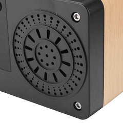 Bluetooth 5.0 Wooden Speaker Alarm Clock Support TF Card/USB/AUX/ FM Radio