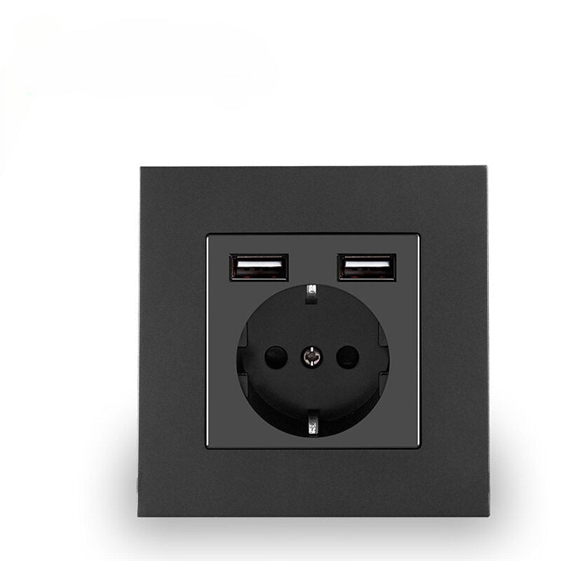 Wall Embedded Double USB Household Wall Power Outlet 110V-250V 16A
