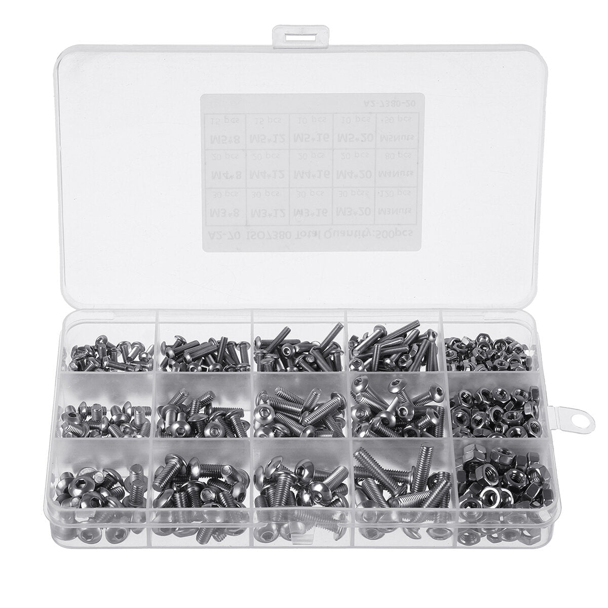 500pPCS Stainless Steel Hex Socket Cap Head Bolts Screws Nuts M3 M4 M5 304 Kit