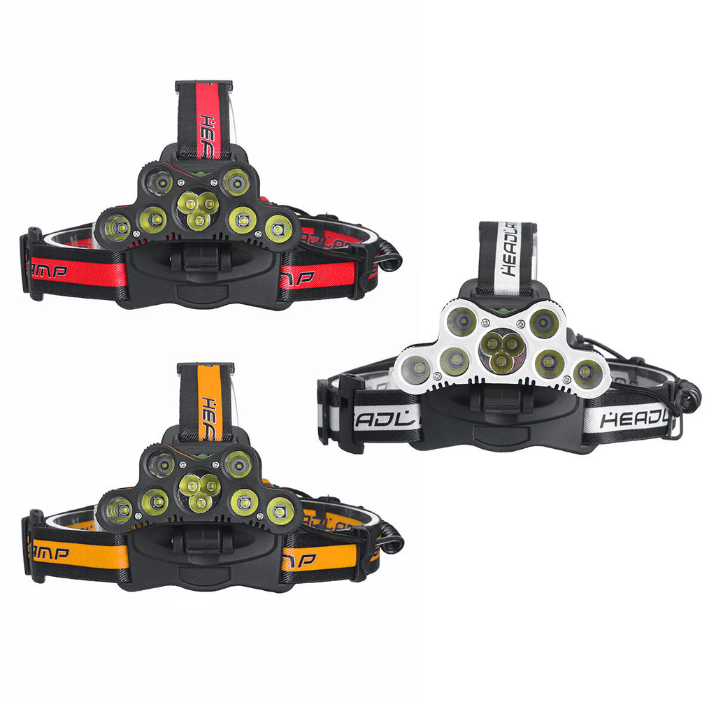 2501-B 6-Modes 7xT6+2xQ5 LED Outdoor Head Torch Waterproof Ultra Bright Headlamp With SOS Whistle