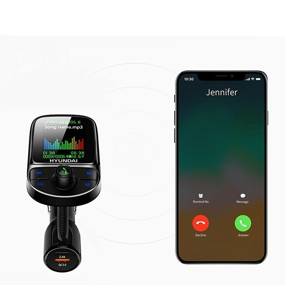 1.8 Inch Car FM Transmitter Multifunctional MP3 Player with Dual USB Charging Port