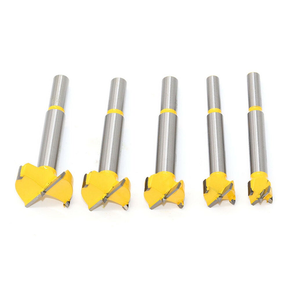 5pc Carbide Tip Forstner Hinge Boring Drill Bit Set for Carpentry Wood Window Hole Cutter Auger Wooden Drilling Dia 15 20 25 30 35mm
