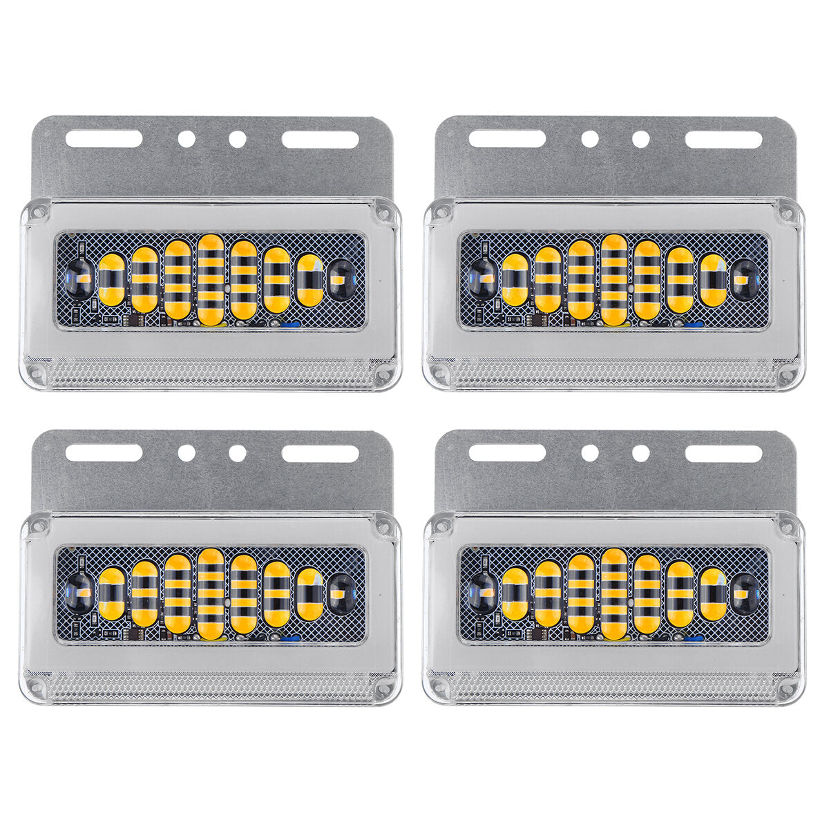 4pcs 24V Flowing LED Side Marker Signal Light Indicator For Truck Trailers