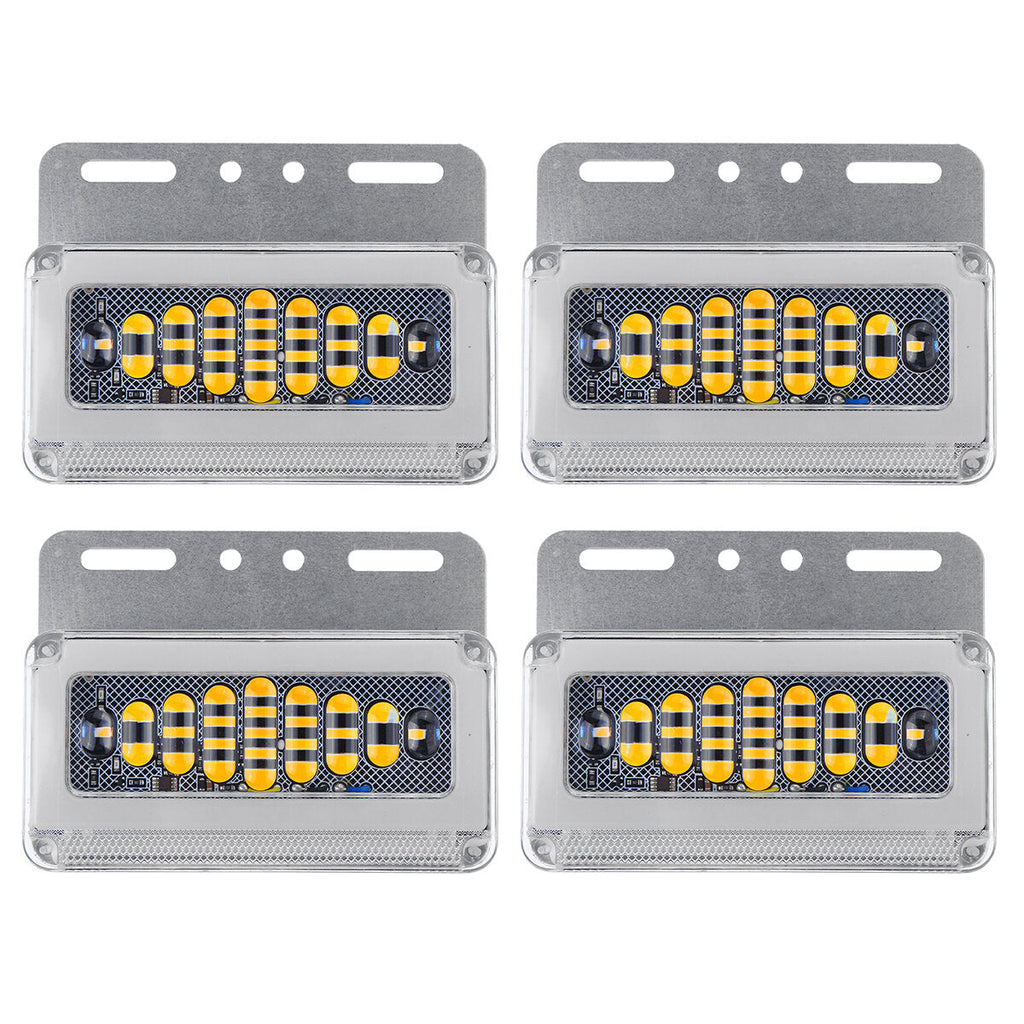 4pcs 24V Flowing LED Side Marker Signal Light Indicator For Truck Trailers