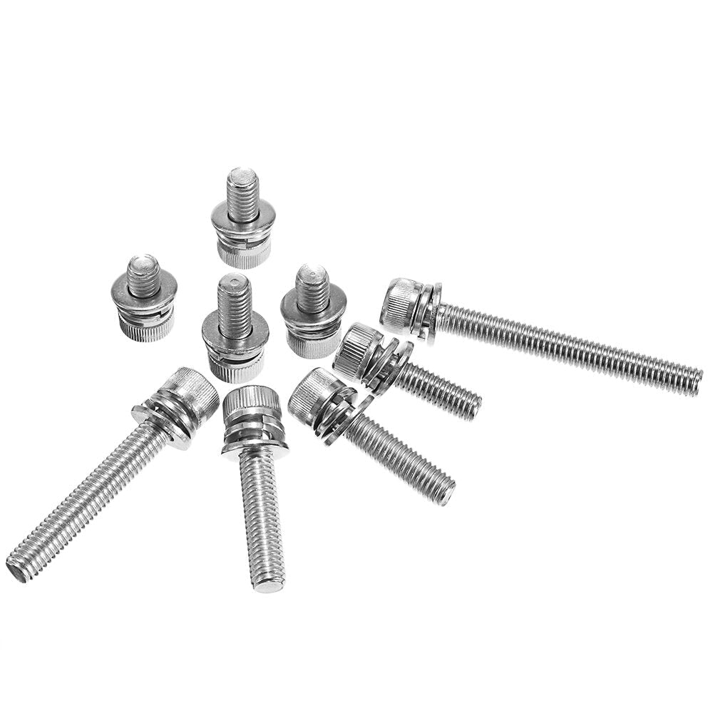 50Pcs M6 Hex Socket Knurled Cap Head Screw 304 Stainless Steel Bolt Assortment Set