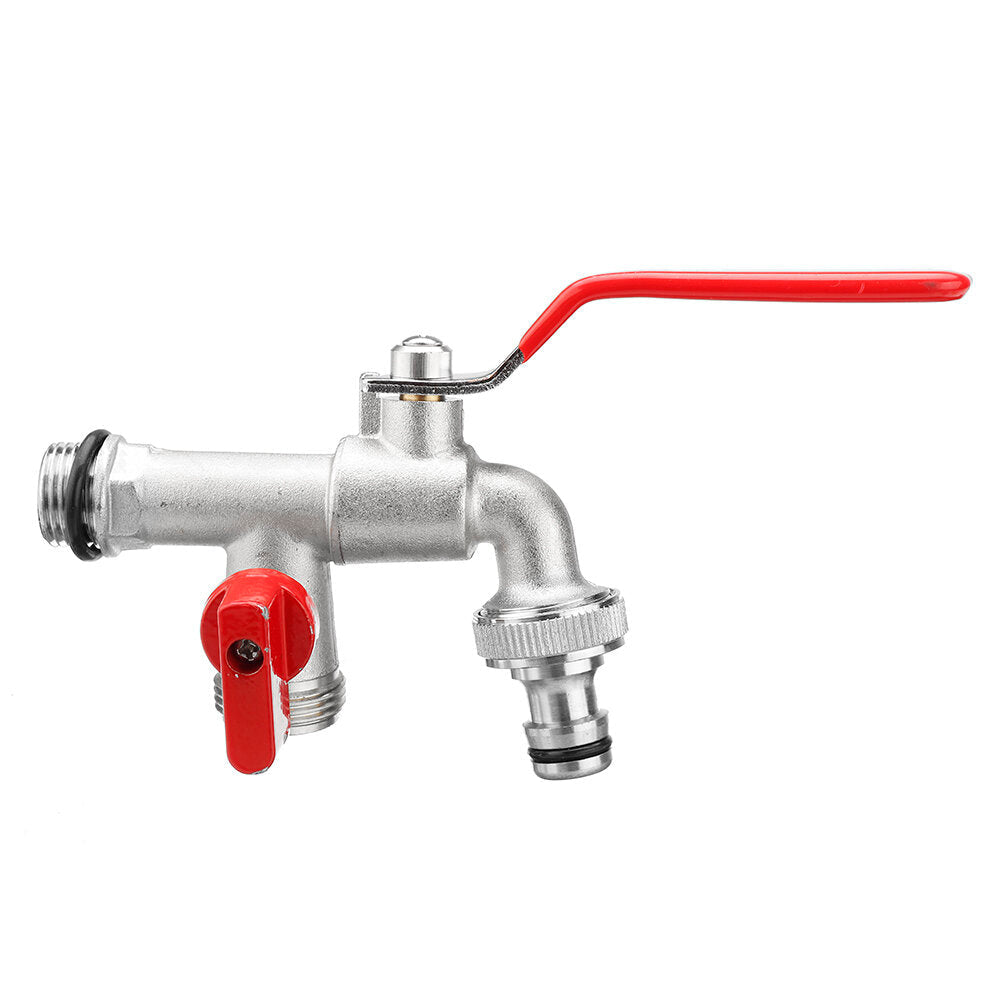 4 Type 1/2 3/4 Inch Brass Water Tank Adapter Double Head Tap Outlet Replacement Valve Fitting for Garden Connector