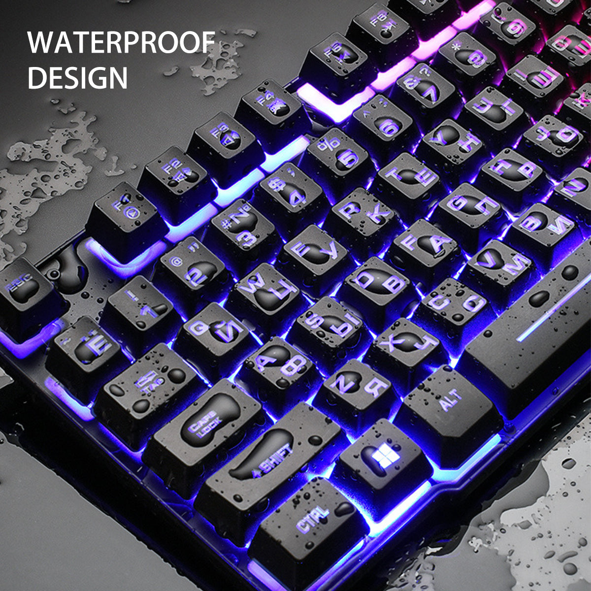 Keyboard & Mouse Combo 104 Keys Russian Version Wired Colorful Backlit Gaming Keyboard 2000DPI Optical Mouse Set with Mouse Pad
