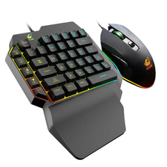 Wired Single Hand Keyboard & Mouse Combo Set One Handed Mechanical Keyboard 3200 DPI Mouse for Computer PC PUBG Gamer