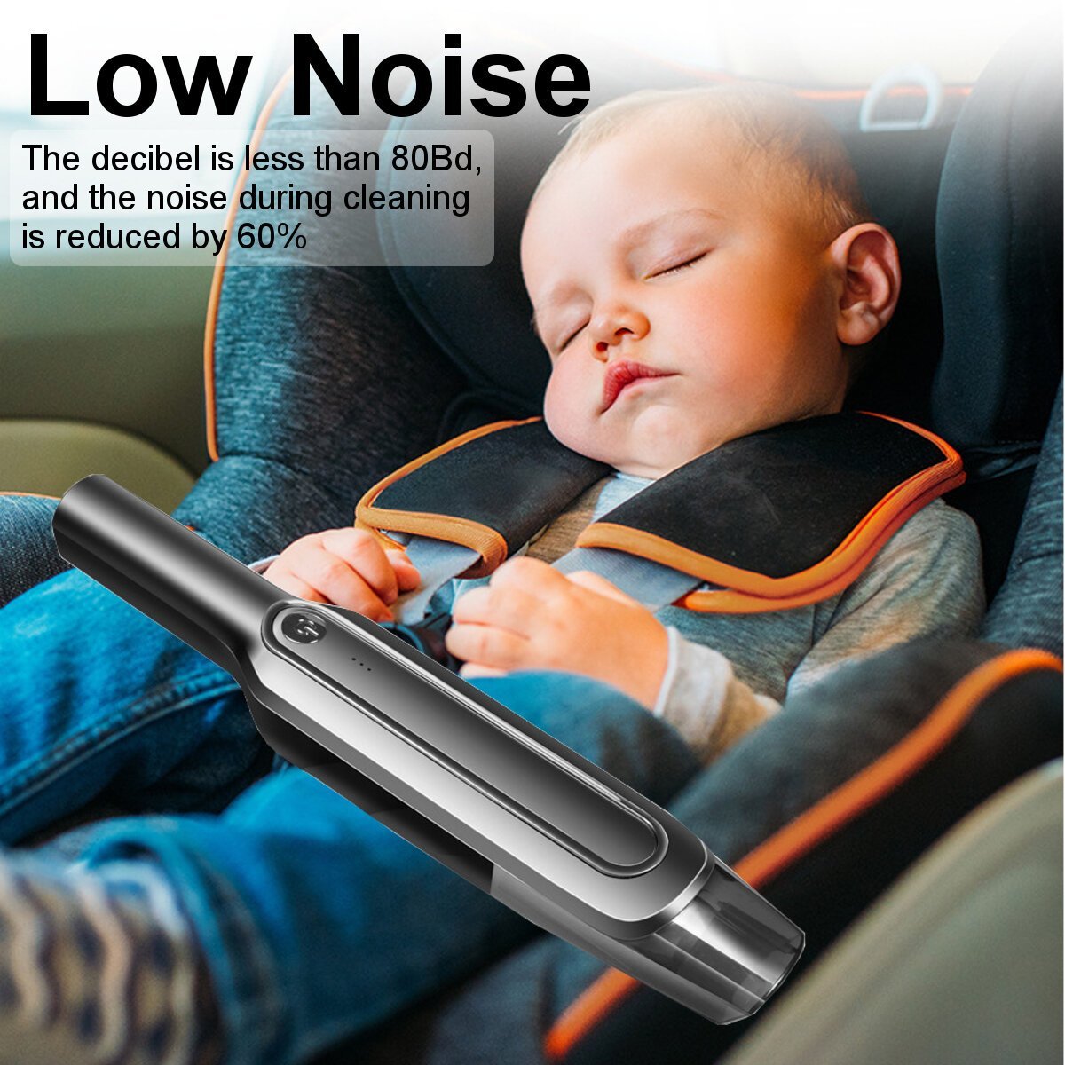 Handheld Car Vacuum Cleaner 120W 8000Pa Wet Dry Dual Use Lightweight Duster for Home Low Noise