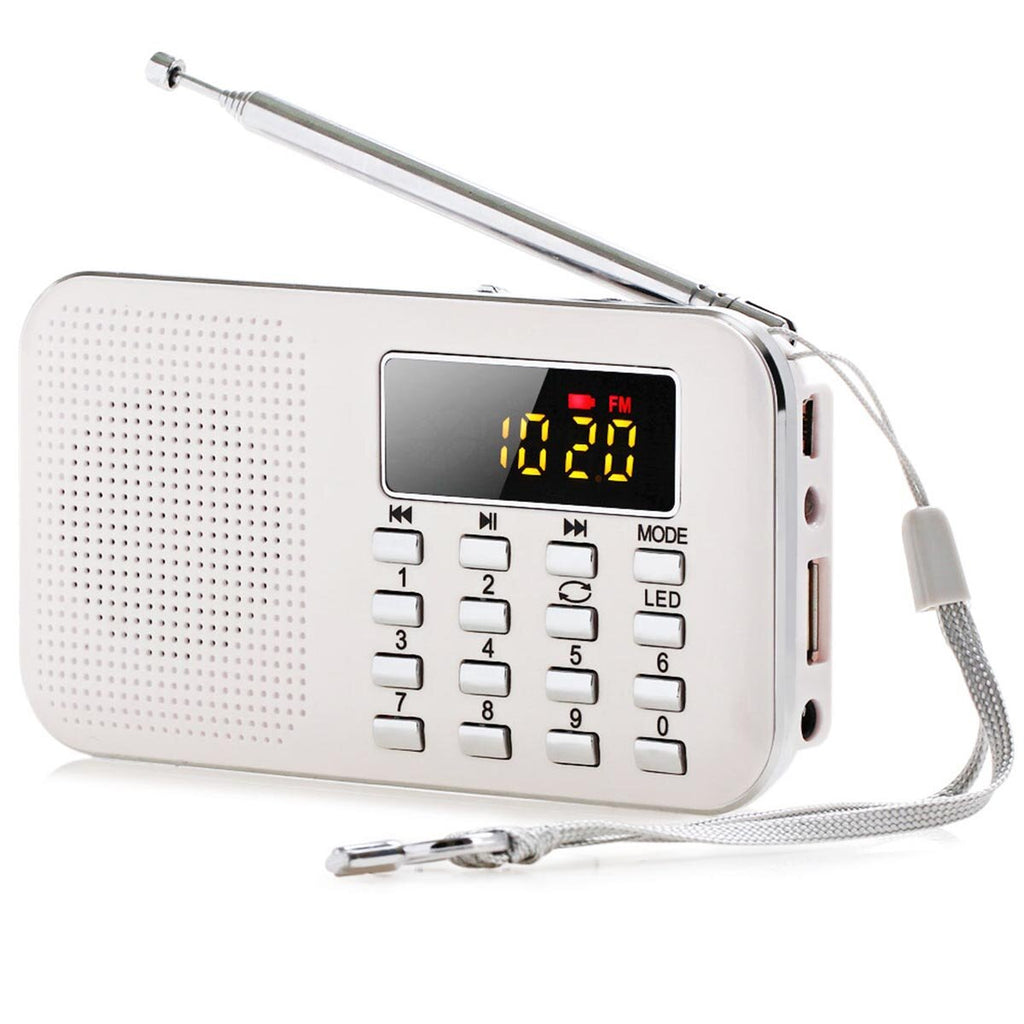 FM AM Radio Digital LCD Supper Bass Mini Speaker AUX USB TF LED Light