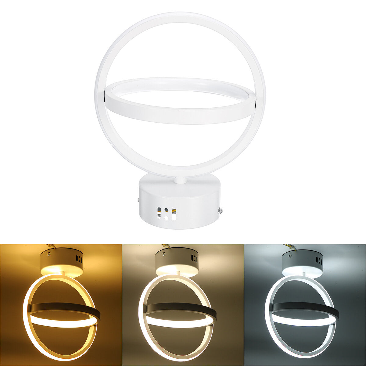 AC85-265V Modern LED Ceiling Lamp Dual Ring Chandeliers Fixture Living Room Pendant Light