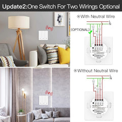 Smart Light Switch No Neutral Wire No Capacitor Remote Control Works with Alexa Google Home