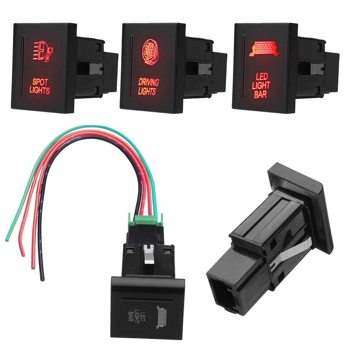 For VW Amarok Amrok Pickup LEFT Push Button Switch Red Spot/Driving Light LED Light Bar On-Off Switch DC 12V 3A