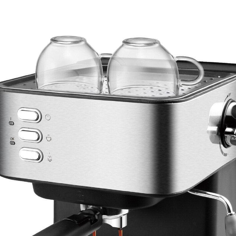 850W Coffee Maker 15bar High Pressure Pump 1.6L Water Tank Double Hole Design Suitable for Home Office