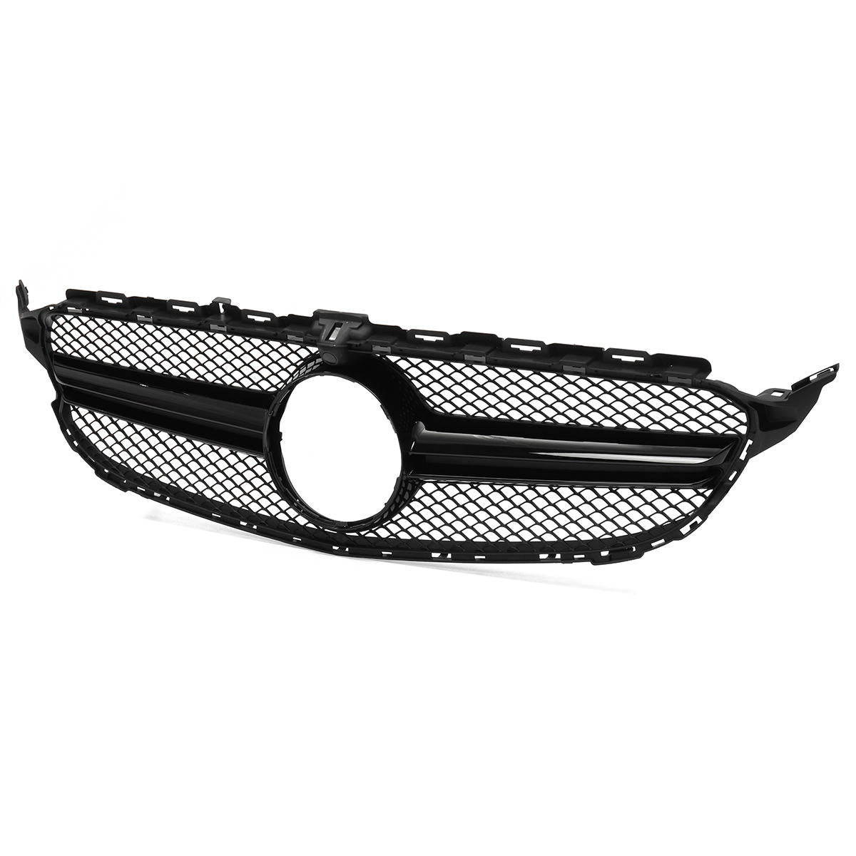 Black AMG C63 Style Grill Grille For Mercedes Benz With Camera