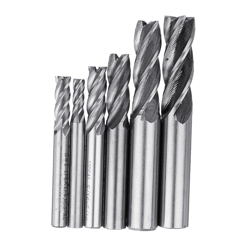 6pcs 3/16-1/2 Inch Imperial Milling Cutter 4 Flutes Spiral CNC End Mill