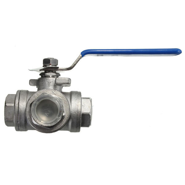 G1/2inch Female Thread 3-Way L-Port Stainless Steel Ball Valve