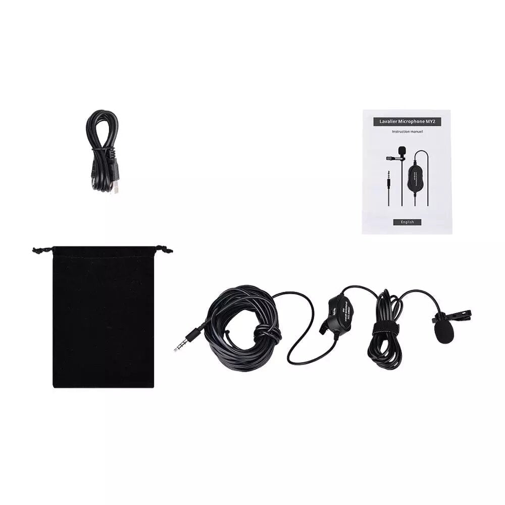 Professional Lavalier Microphone Portable Recording Omni-directional Condenser Interview Mic with 6.5mm Adapter for Smartphone DSLR Camera