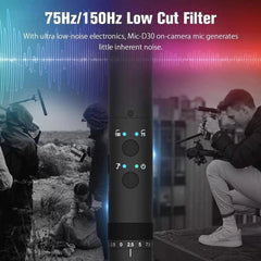 Directional Condenser Microphone with Overdrive Protection for DSLR Camcorder Interview