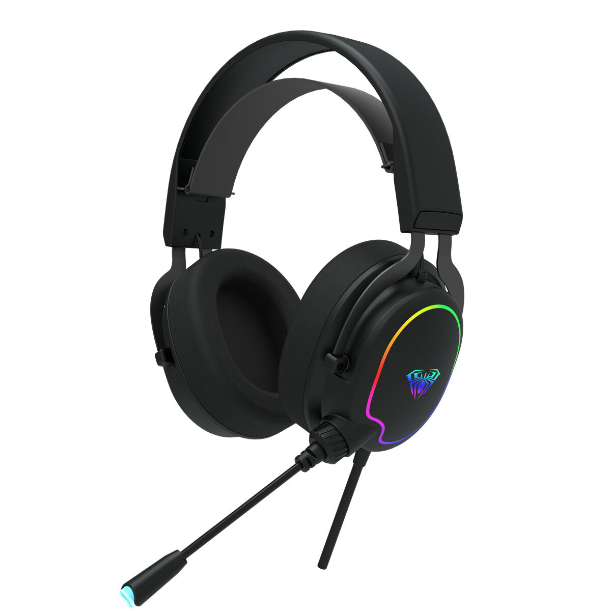 Gaming Headset 3.5mm Wired 50mm Driver RGB Light Bass Stereo Surround Sound Lightweight Headset with Microphone for Computer Laptop PC Gamer